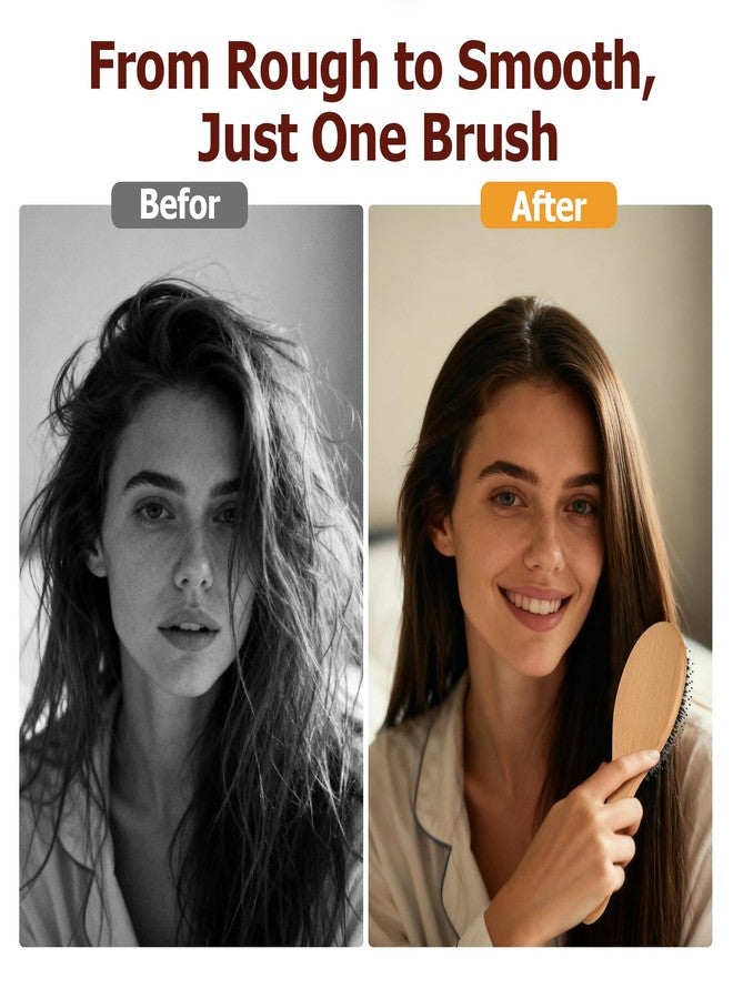 Ancable Boar Bristle Hair Brush Gift Set for Women & Men, 100% Natural Bristle & Nylon, Reduces Frizz & Static, Gentle Detangling for All Hair Types Thick Thin Curly Straight, Regular Size - Image 5